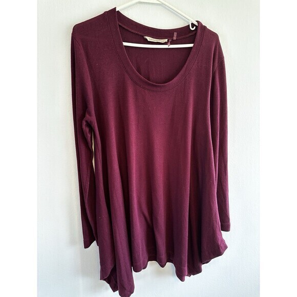Soft Surroundings Womens Top Size Large Burgundy Long Sleeve - Picture 2 of 11
